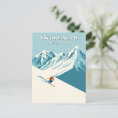 Carte Postale Alpes suisses Ski Travel (Debout devant)