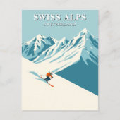 Carte Postale Alpes suisses Ski Travel (Devant)