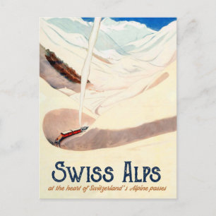 Carte Postale Alpes suisses, Voyage vintage