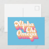 Carte Postale Alpha Chi Omega | Écriture Groovy (Devant / Derrière)