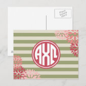 Carte Postale Alpha Chi Omega | Motif Rayure Monogramme (Devant / Derrière)