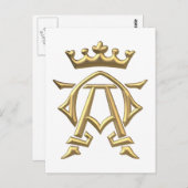 Carte Postale Alpha et oméga "3D" dorés avec symbole de la Couro (Devant / Derrière)