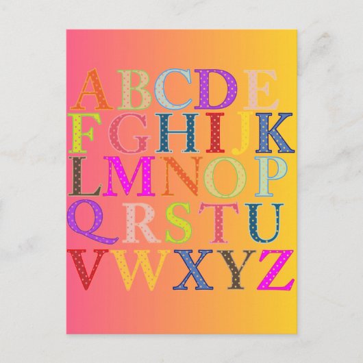 Carte Postale Alphabet (Devant)
