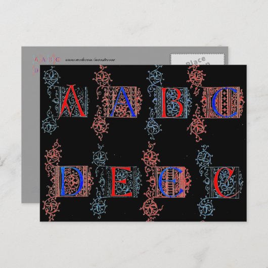 Carte postale Alphabet (Devant / Derrière)