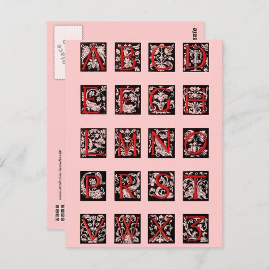 Carte postale Alphabet (Devant / Derrière)