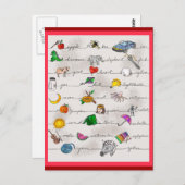 Carte Postale Alphabet A-Z (Devant / Derrière)