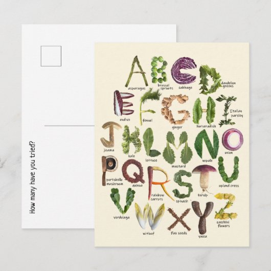 Carte Postale Alphabet alimentaire (Devant / Derrière)