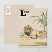 Carte Postale Alphabet Animal Lion de la Jungle (Devant / Derrière)