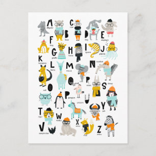 Carte Postale Alphabet animal mignon   Certains Ont Des Casquett