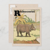 Carte Postale Alphabet Animal Rhinocéros (Devant / Derrière)