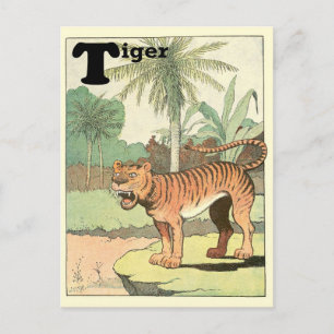Carte Postale Alphabet Animalier du Tigre de la Jungle