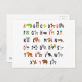Carte Postale Alphabet Animaux - super mignon ! (Devant / Derrière)