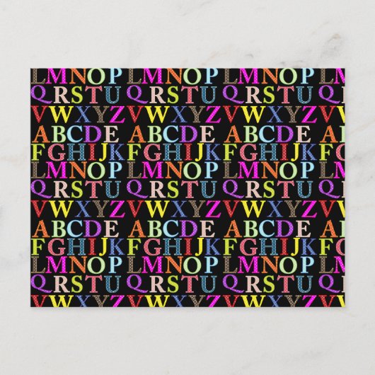 Carte Postale Alphabet arc-en-ciel (Devant)