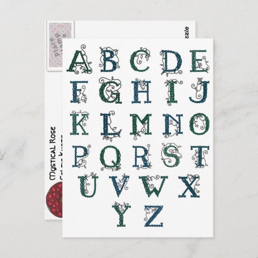 Carte postale Alphabet celtique (Devant / Derrière)
