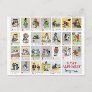 Carte Postale Alphabet de chat, Louis Wain