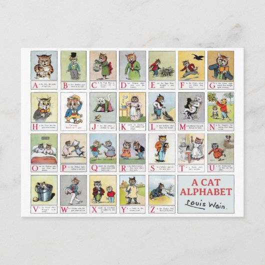 Carte Postale Alphabet de chat, Louis Wain (Devant)
