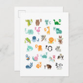 Carte Postale Alphabet de doodle animal (Devant / Derrière)