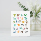 Carte Postale Alphabet de doodle animal (Debout devant)