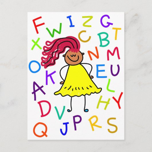 Carte Postale Alphabet Girl (Devant)
