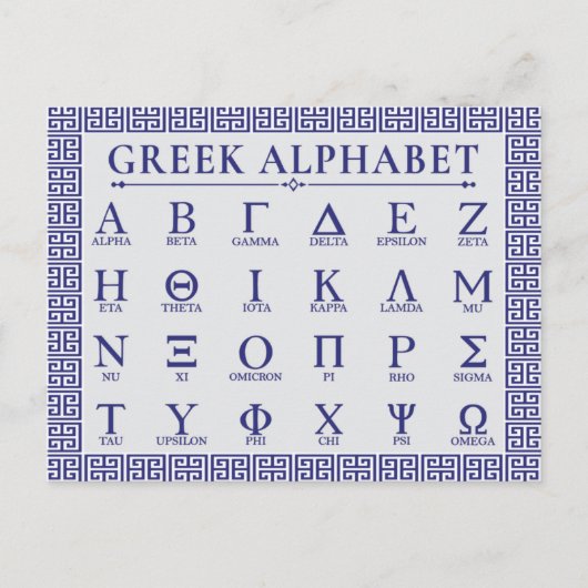 Carte Postale Alphabet grec (Devant)