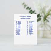 Carte Postale Alphabet international (Debout devant)