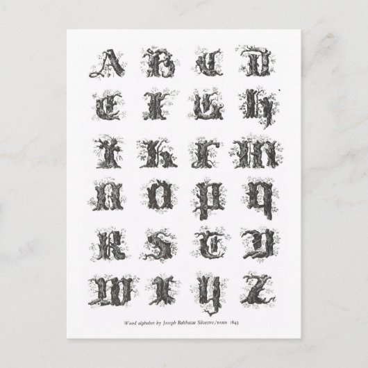 Carte Postale Alphabet Päris 1843 (Devant)