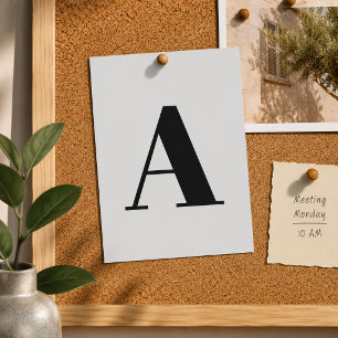 Carte Postale Alphabet personnalisé lettre Gris minimaliste mo
