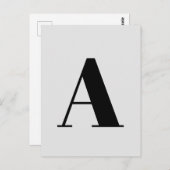 Carte Postale Alphabet personnalisé lettre | Gris minimaliste mo (Devant / Derrière)