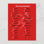 Carte Postale Alphabet pour coureurs rouge (Devant)