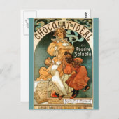 Carte Postale Alphonse (Alfons) Mucha Chocolat Idéal (Devant / Derrière)