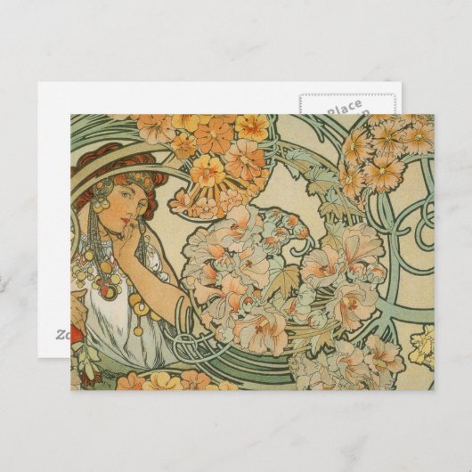Carte Postale Alphonse Mucha Art Déco (Devant / Derrière)