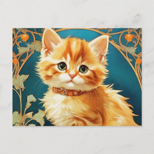 Carte Postale Alphonse Mucha Art Nouveau Chat (Devant)