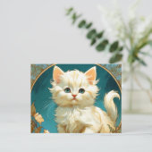 Carte Postale Alphonse Mucha Art Nouveau Chat Blanc (Debout devant)