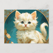 Carte Postale Alphonse Mucha Art Nouveau Chat Blanc (Devant)