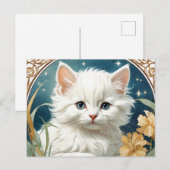 Carte Postale Alphonse Mucha Art Nouveau Kitten (Devant / Derrière)