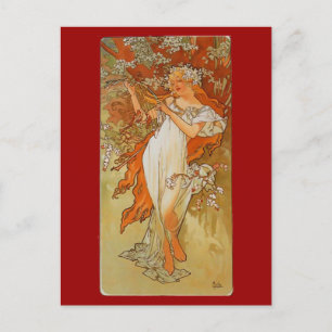 Carte Postale Alphonse Mucha - Art Nouveau - Printemps