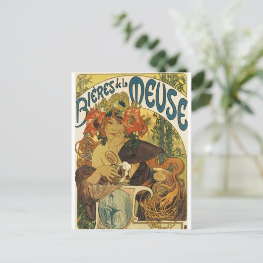 Carte Postale Alphonse Mucha - Bieres de la Muse (Debout devant)