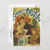 Carte Postale Alphonse Mucha - Bieres de la Muse (Devant / Derrière)