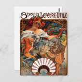 Carte postale Alphonse Mucha Biscuits Lefevre Util (Devant / Derrière)