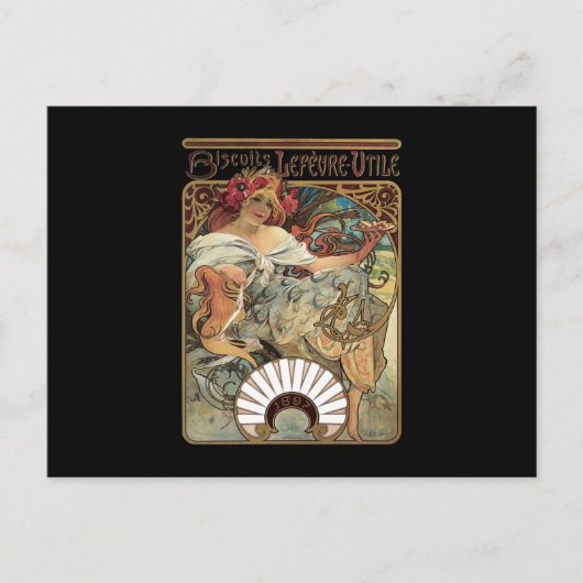 Carte Postale Alphonse Mucha Biscuits Lefevre Utile (Devant)