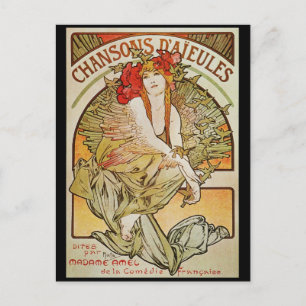 CARTE POSTALE ALPHONSE MUCHA CHANSONS D`AJEULES