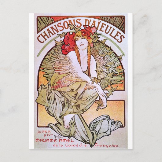 Carte Postale Alphonse Mucha. Chansons D'Aieules, c.1898 (Devant)