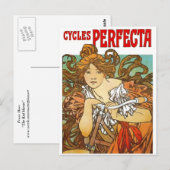 Carte Postale Alphonse Mucha - Cycles Perfecta (Devant / Derrière)