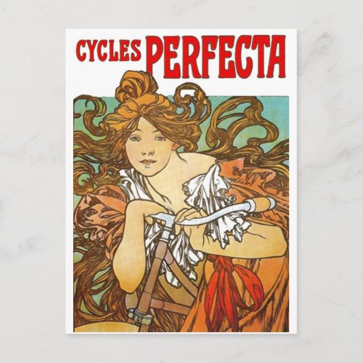 Carte Postale Alphonse Mucha - Cycles Perfecta (Devant)