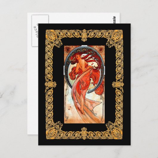 Carte Postale Alphonse Mucha - Danse (Devant / Derrière)