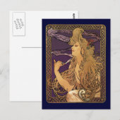 Carte Postale Alphonse Mucha Elegant Fumer (Devant / Derrière)