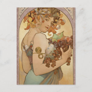 Carte Postale Alphonse Mucha Fruit Art Nouveau Vintage Jeune Fil