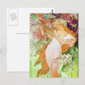 Carte Postale Alphonse Mucha Girl in Garden (Devant / Derrière)
