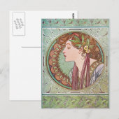 Carte Postale Alphonse Mucha Goddess Art (Devant / Derrière)