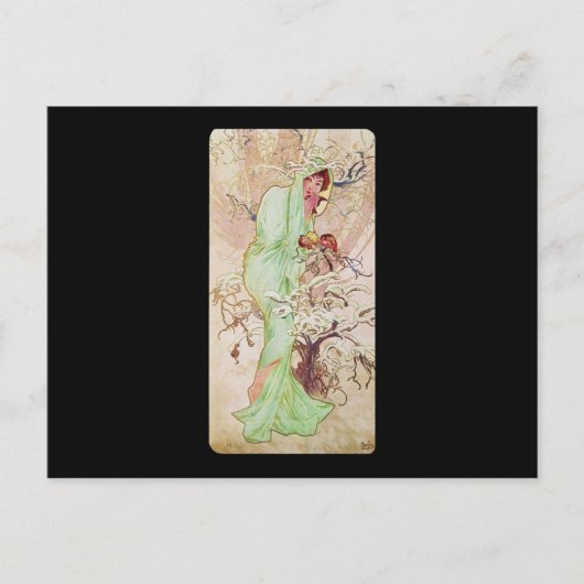 Carte Postale Alphonse Mucha Hiver (Devant)